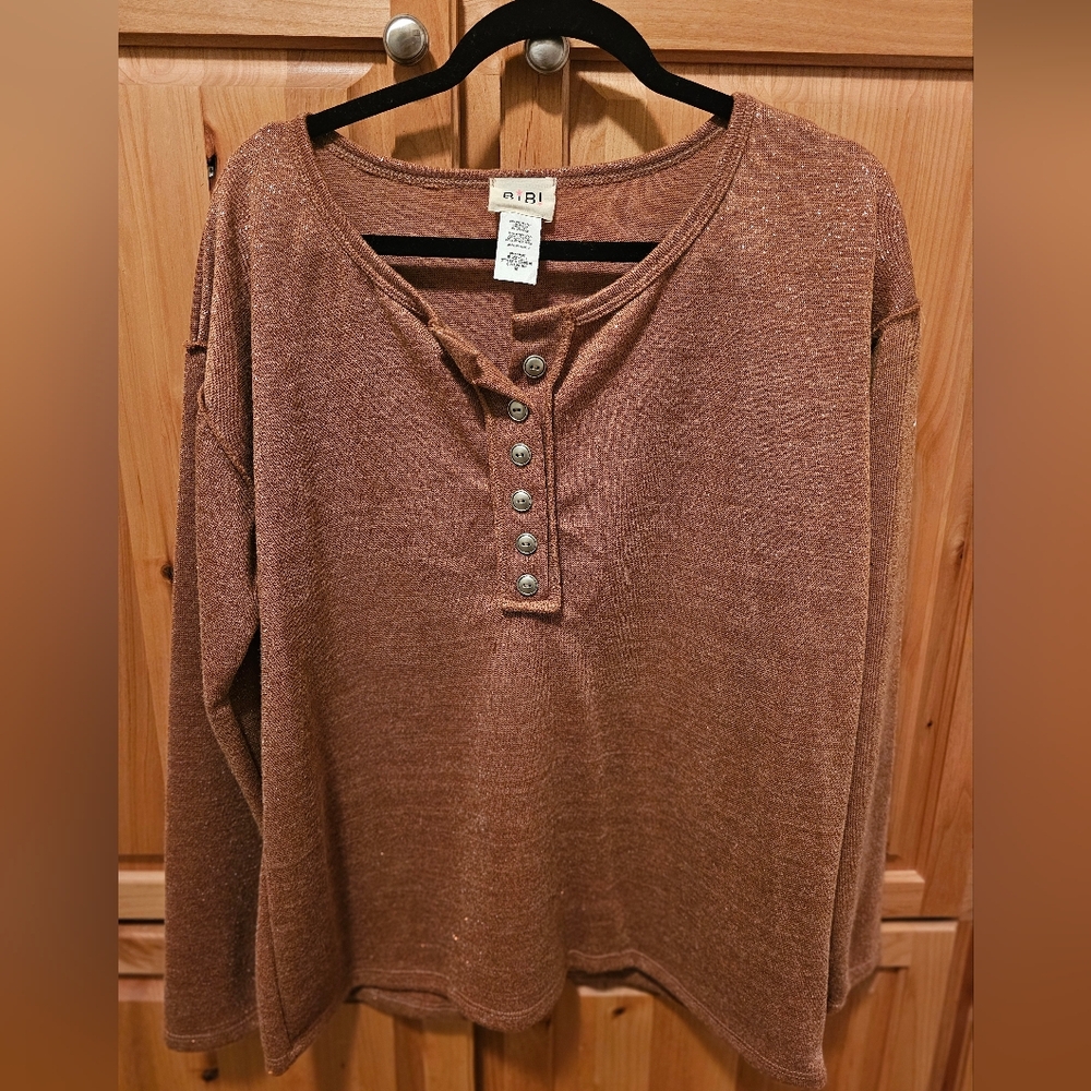 NWOT BiBi Brown Long Sleeve Top